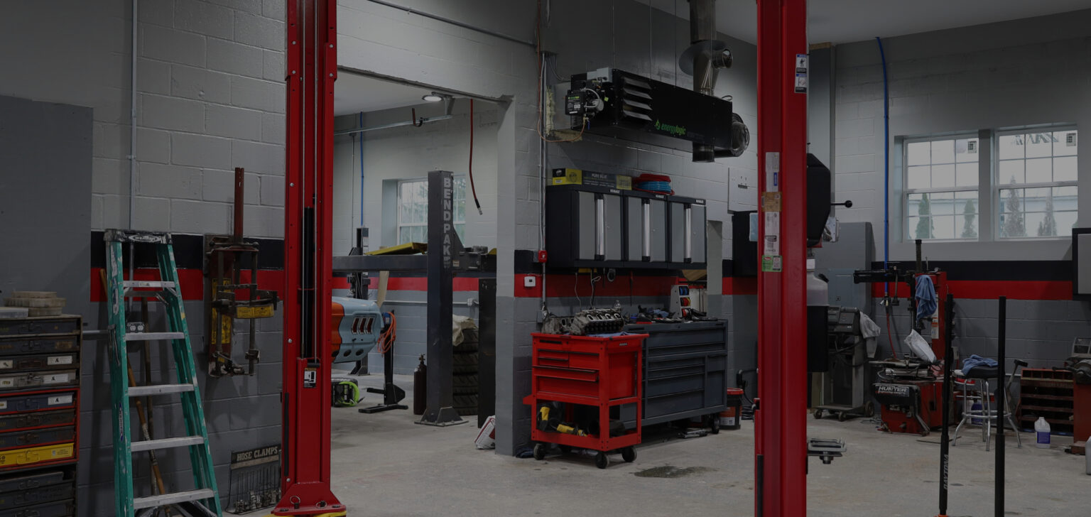 Upright view of the Talus service bays and tool cabinets